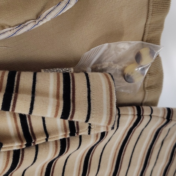St. Johns Bay Blazer Courduroy Top Set Size Medium Brown Stripe Top V Neck - Picture 5 of 12